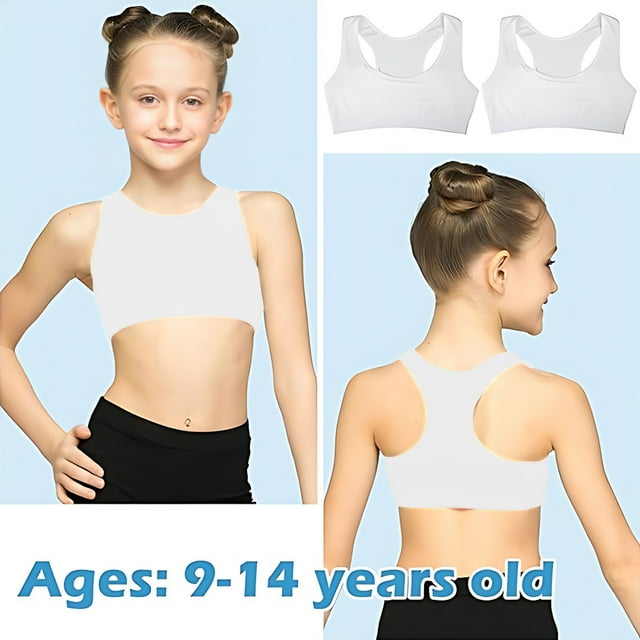 Qarigey 2 piezas exquisitas artesanías sujetadores de entrenamiento para niñas ropa interior fina elástica y a prueba de arañazos Ropa interior Blanco 2 piezas