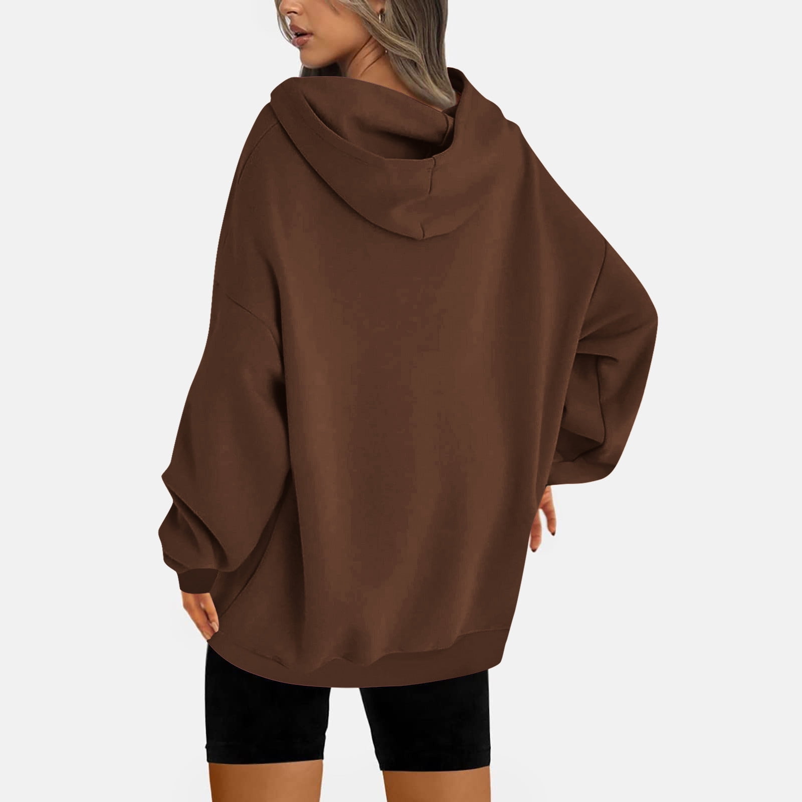 Plus Size Hoodies for Women with Front Pocket Pullover Fleece Lined Sweatshirts Ladies Casual Solid Loose Basic Comfort Hooded Tops XS-5X