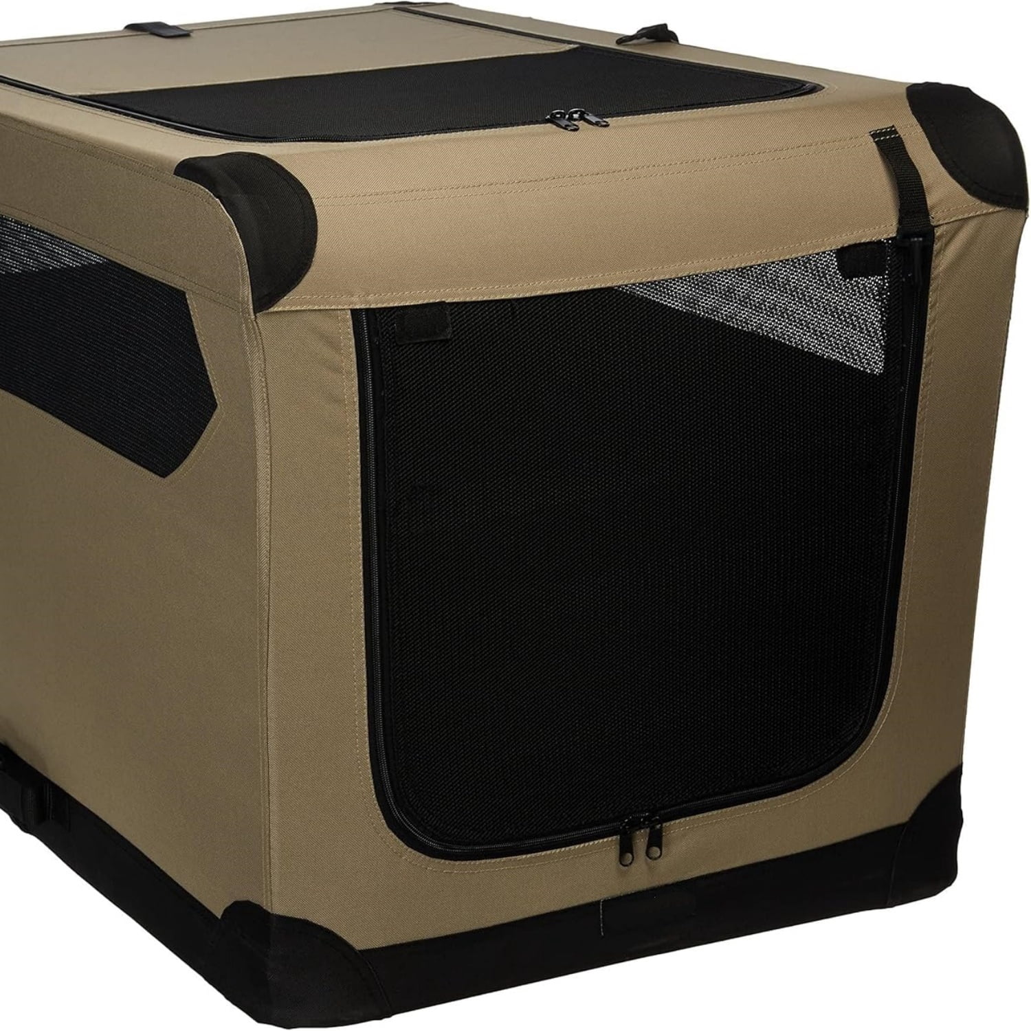 Portable Folding Soft Dog Crate for Cat, Dog, Rabbit, Double Door with Mesh Ventilation, Collapsible, Easy to Set Up, Large 36" x 24" x 24", Tan