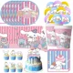 thumbnail image 2 of Decoraciones para fiestas de cumpleaños de Sanrios Cinnamorolls, vajilla desechable, plato, servilleta, mantel para baby shower infantil, 2 of 5