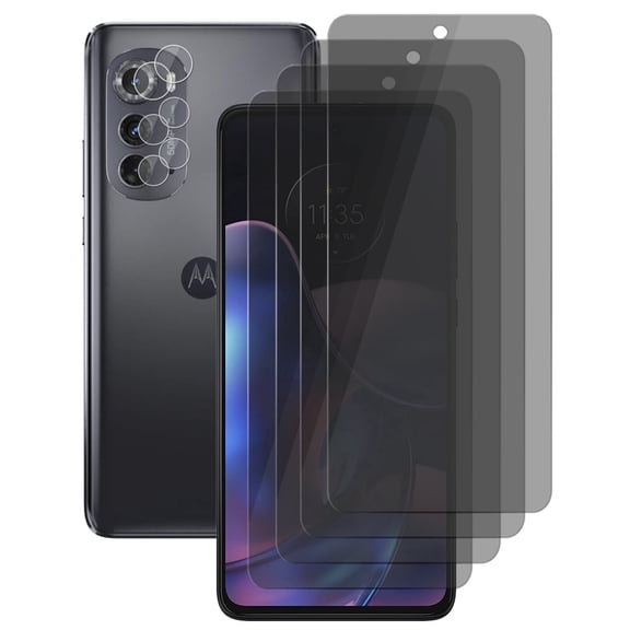 UZWZW (4 2) for Motorola Edge (2022) Privacy Screen Protector Tempered Glass with 2 Pack Camera Lens Protector