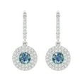 thumbnail image 3 of 1.63 ct Lever-Back Drop Dangle Earrings for Women | 5mm Round Cut Blue Moissanite | 14K White Gold, 3 of 5