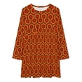 thumbnail image 2 of Overlook Robe à Manches Longues Motif Hexagone Robe d'Été pour Femmes Robe Élégante Coréenne en Solde, 2 of 4