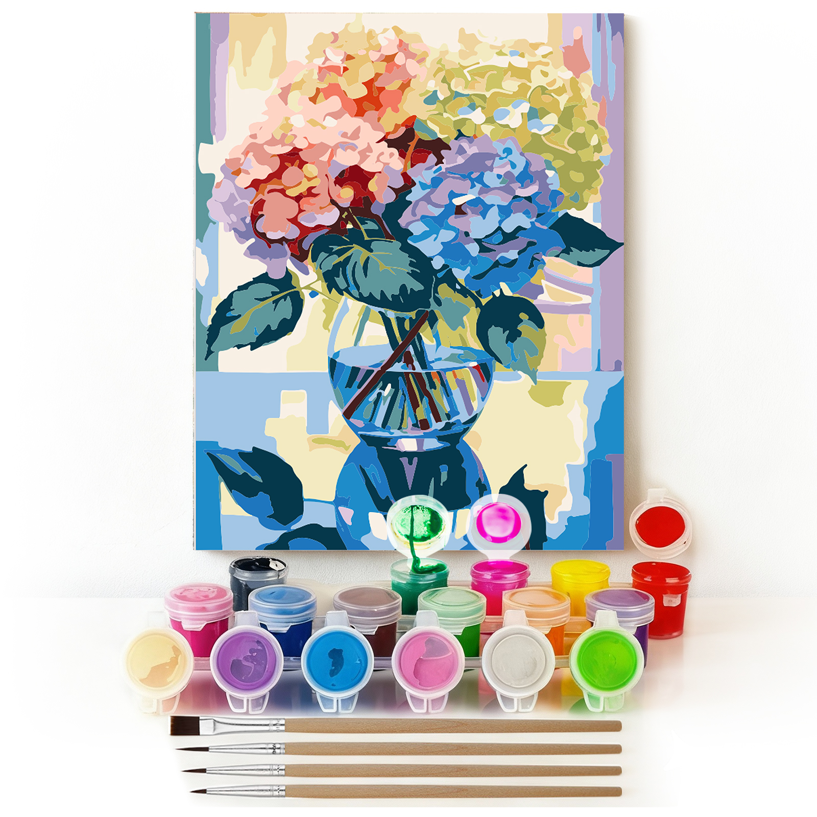 Qoosea Paint by Numbers Kit, Hydrangea Flower, 16x20 photo 8