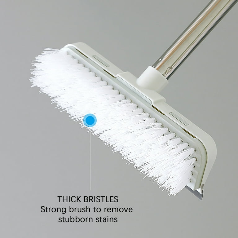 Pompotops Stainless Steel Squeegee for Shower Doors, Windows and Auto  Glass, Ceramic Tile Floor Brush Scraper Brush Hard Bristle Rubber  Two-in-one Bathroom Cleaning Brush, white 