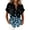 Blue, variant on Button Up Shirts for Women Short Sleeve Round Neck Tee Floral Print Curved Hem Top Fashion Loose Summer Spring Shirts with Pocket,Navy(L)