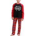 thumbnail image 2 of Christmas Pajamas for Family Long Sleeve Snowflake Letter Print Tops + Plaid Pants Set Winter Sleepwear, 2 of 5