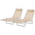thumbnail image 1 of CoSoTower Ensemble de 2 Chaises Longues d'Extérieur Pliantes, Chaise de Bronzage Inclinable avec Dossier Réglable à 5 Positions, Brun, 1 of 7