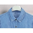 thumbnail image 4 of sicmoss Women's Blue Denim Jean Dress Short Sleeve Button Down Shirt Style Midi Summer Casual, 4 of 7