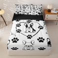 thumbnail image 2 of Manfei Line Art Puppy Zipper Full Size Comforter Sets with Fitted Sheet and 2 Pillowcases, Paw Footmark Zipper Bedding Set, Black White, Black Reversible, 4pcs, 2 of 7