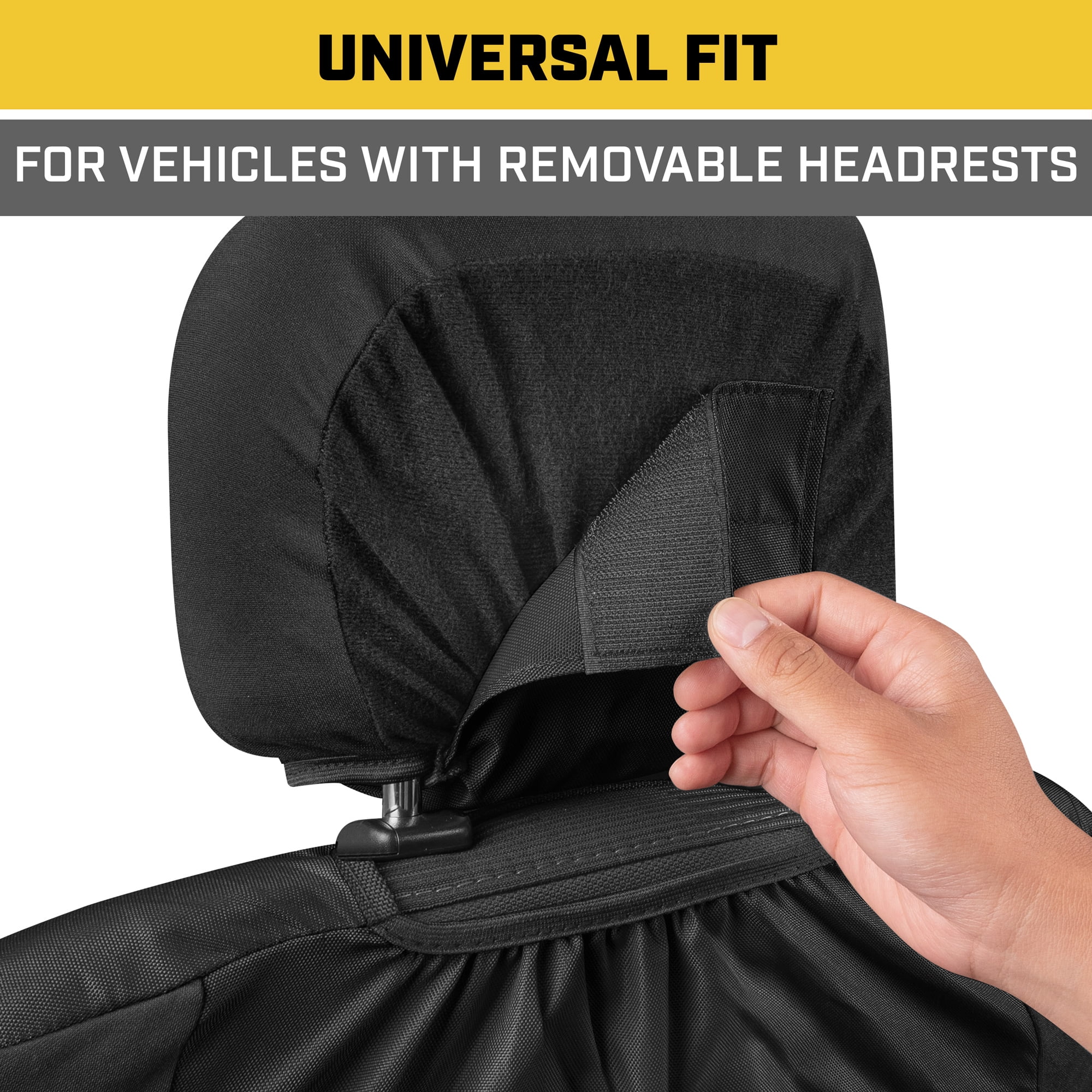 Cat DuraDrive Car Seat Cover, Black Oxford - Heavy Duty Canvas Seat Cover for Cars Trucks SUV, Universal Fit Car Seat Cover for Front Seat 1pc, Automotive Interior Cover, Ideal Truck Seat Cover
