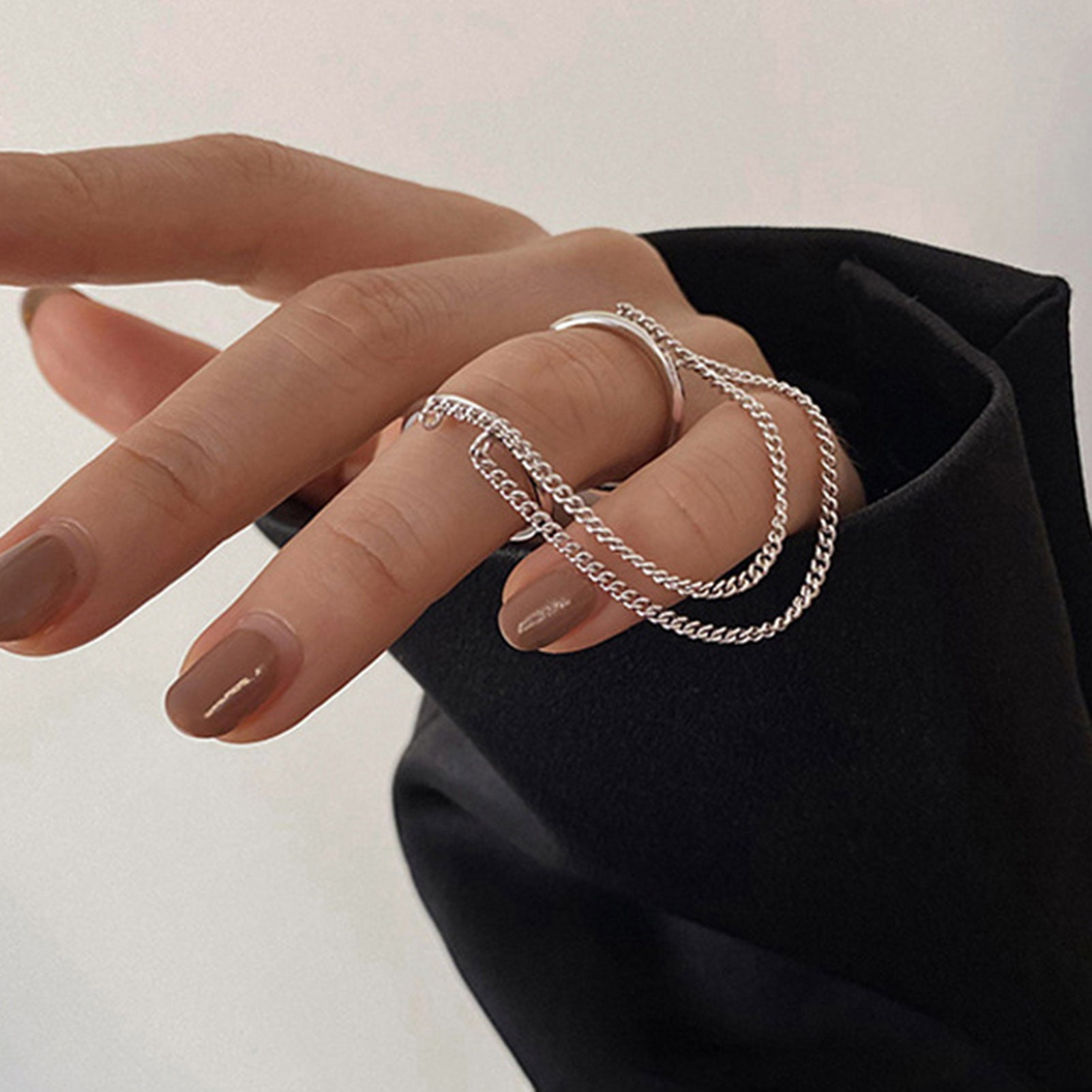 Double Finger Chain Rings for Women Fashion Alloy Adjustable Open Finger  Ring Party Gift 2022Trend Jewelry Gifts Wholesale