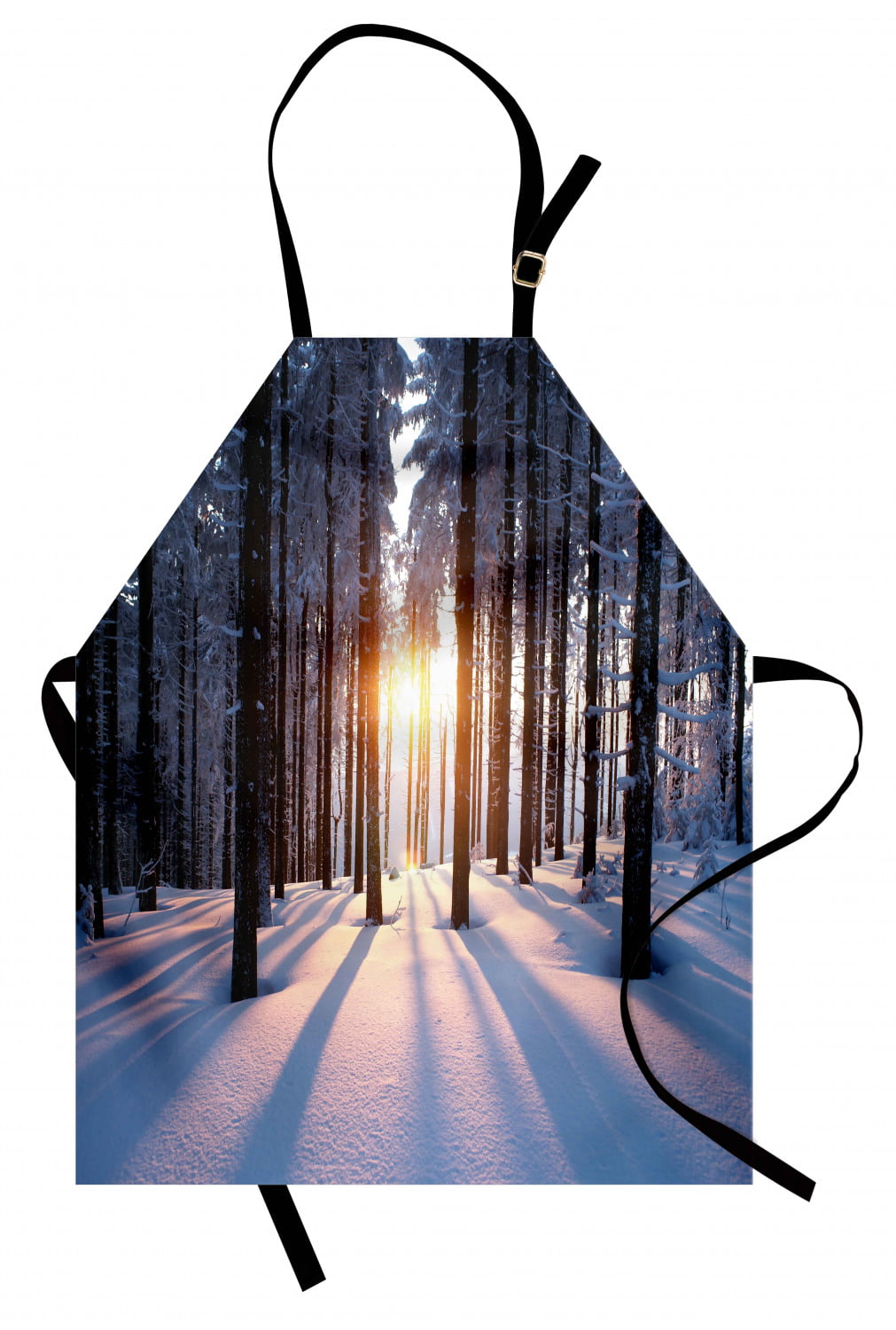 WONDERTIFY Watercolor Foggy Forest Apron,Landscape Winter Hill Wild Nature Frozen Misty Taiga Bib Apron with Adjustable Neck for Men Women,Suitable for Home Kitchen Cooking Waitress Chef Grill Apron