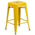 thumbnail image 3 of 4 Pk. Commercial Grade 24" High Backless Yellow Metal Indoor-Outdoor Counter Height Stool with Square Seat, 3 of 9
