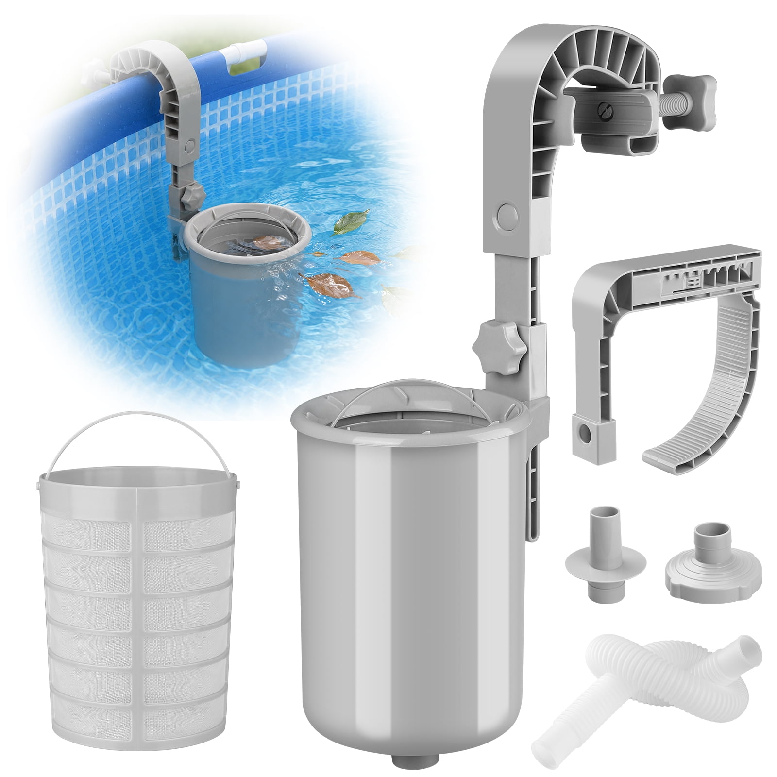 Swimming pool skimmer Wall Mount Surface Skimmer with Detachable Skimmer Basket Auto Pool Skimmer Floating Pool Filter Pool Suitable for inflatable swimming pools and bracket swimming pools Essent