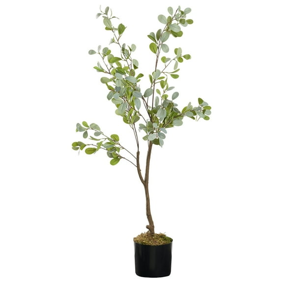 D&W Silks 48" Mini Eucalyptus Tree in Black Planter Pot