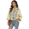 thumbnail image 3 of Grosy Embroidered Tops for Women 3/4 Sleeve V Neck Plus Size Boho Mexican Style Blouse Peasant Tops Women T Shirts Casual Tee Ladies Tunics-XXL/Apricot/372/G, 3 of 7