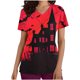 thumbnail image 2 of Puntoco Blusa de trabajo con cuello en V y bolsillo y manga corta con estampado de Acción de Gracias para mujer, 2 of 5