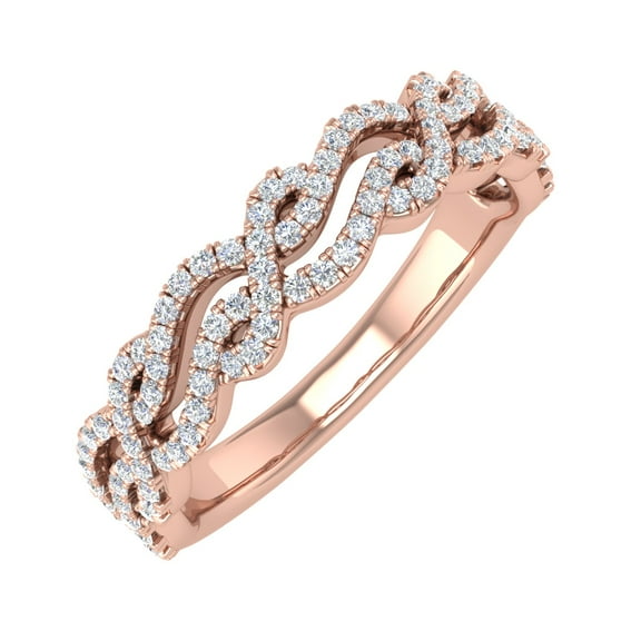 1/3 Carat Twisted Diamond Wedding Band Ring in 14K Rose Gold (Ring Size 7) (I1-I2 Clarity)