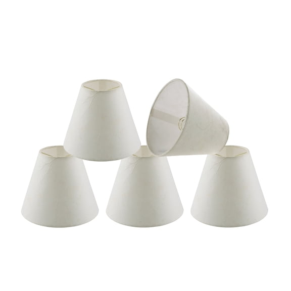 Aspen Creative 32672-5 Small Hardback Empire Shape Chandelier Clip-On Lamp Shade Set (5 Pack), Transitional Design in Off White, 6" bottom width (3" x 6" x 5")