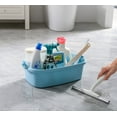 thumbnail image 3 of Bolsa de plástico para carrito de ducha, organizador de cesta de almacenamiento portátil con asa para dormitorio, baño, jardín, cocina, suministros de limpieza, azul, blanco, 3 of 5