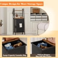 thumbnail image 6 of MX-Laundry Hamper, Vertical Laundry Basket with 2 Tiers Wooden Shelf and Hooks, Clothes Hamper with Pull-Out and Removable Bag for Bathroom, Bedroom, Dorm, 13.21 Gallons (50L), 6 of 9