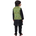 thumbnail image 4 of eloria Boys Dupion Silk Printed Nehru Jacket Kid's Party Festival Regular Wear Gift Olive, 4 of 7