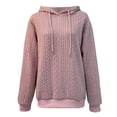 thumbnail image 6 of Plain Jacquard Knit Hoodies for Women Fall Winter Long Sleeve Casual Hooded Sweatshirt Pullover Tops, 6 of 7