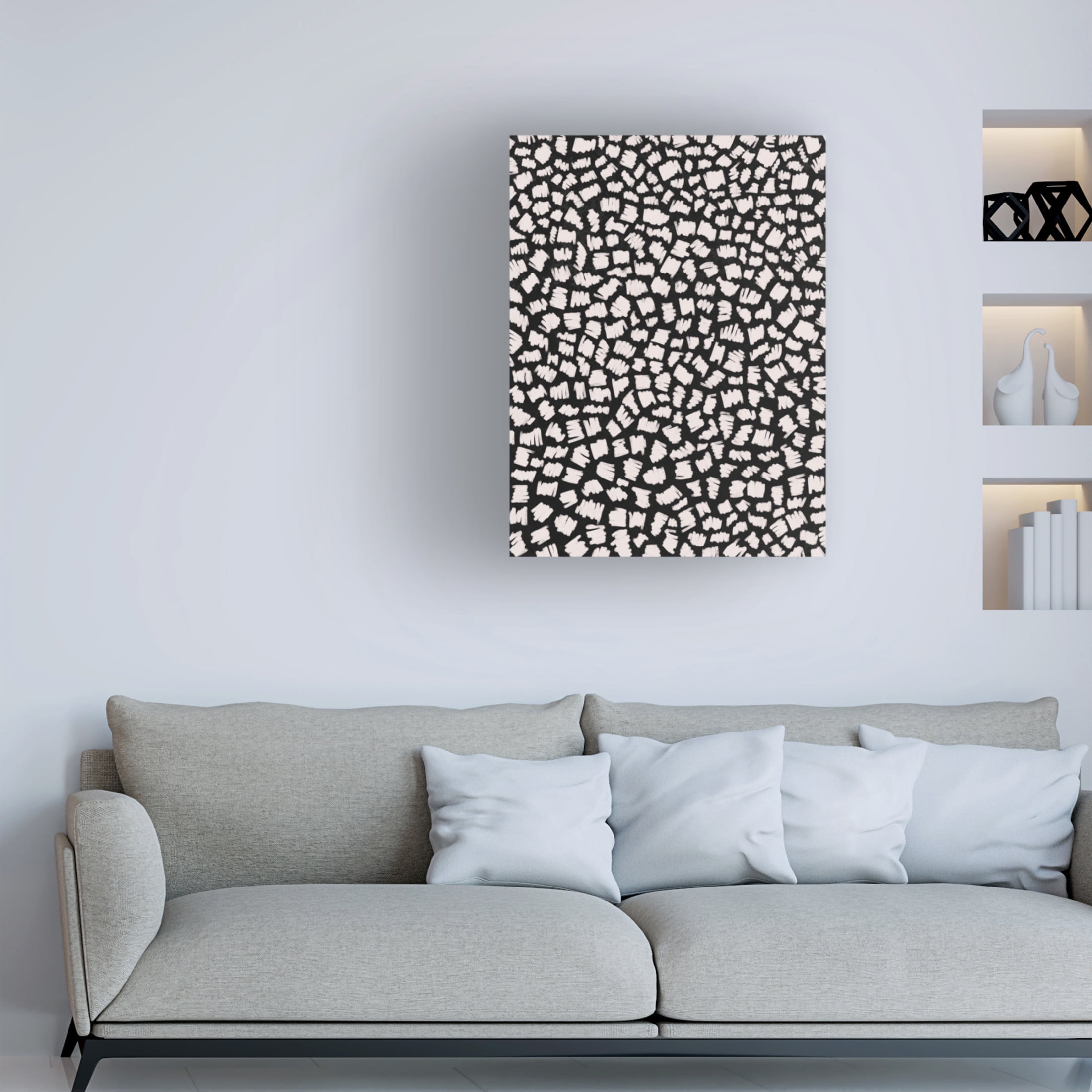 Canvas Wall Art - Treechild 'White Doodle Zigzag' Wall Art for Living Room, Bedroom, or Office D?cor by Trademark Fine Art - 24 x 32 Inches