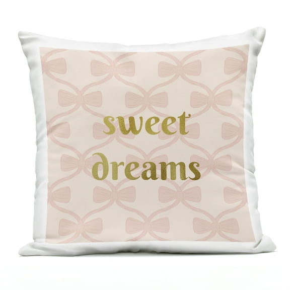 Stupell Industries Pastel Bows & Sweet Dreams Design by Sazerelli Designs Outdoor Printed Pillow