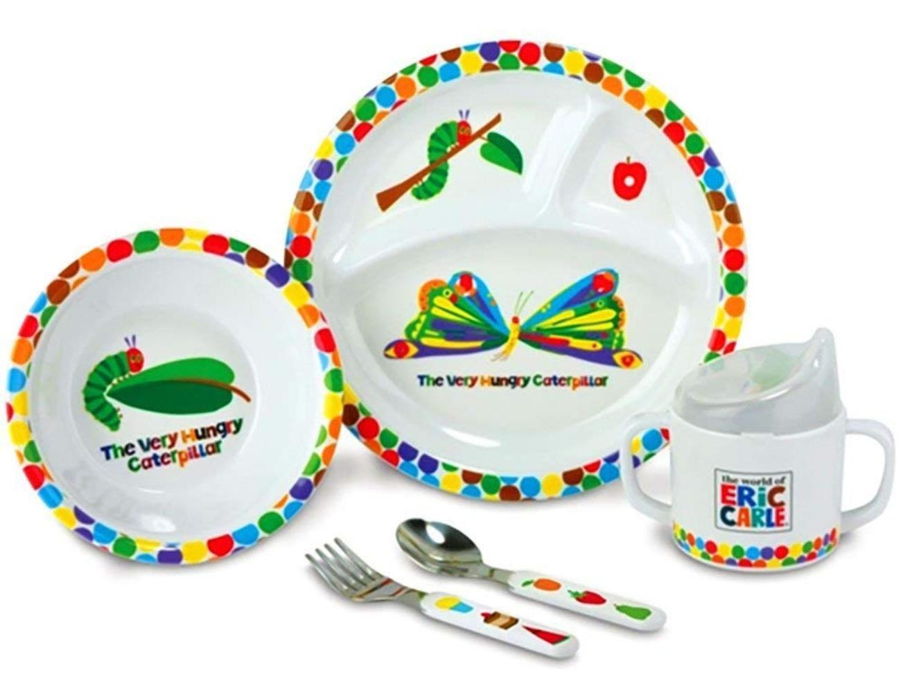 The Very Hungry Caterpillar 5 pieces Dish, Bowl, Cup, Fork & Spoon Gift Set, The Very Hungry