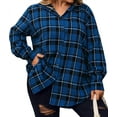 thumbnail image 2 of Fantaslook Plus Size Button Down Shirts for Women Long Sleeve Plaid Flannel Shirt Casual Boyfriend Tops, 2 of 7