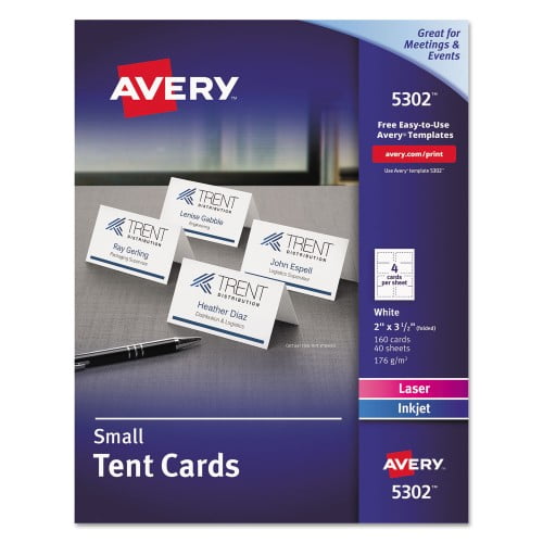 Avery 5302 Small Tent Cards Inkjet/Laser  160 Cards new 
