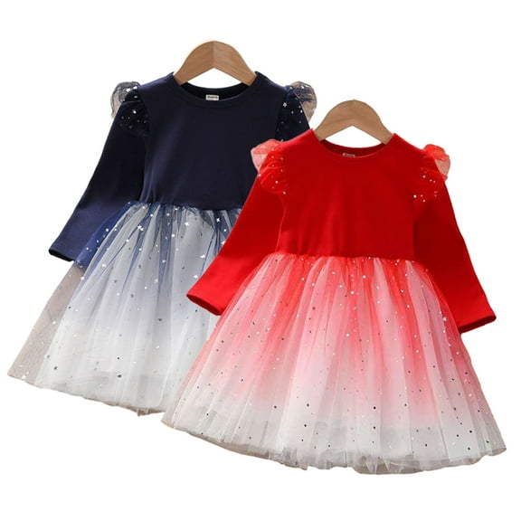 Esaierr Kids Baby Spring Fall Dress for Girls,Little Girls Tutu Dress Baby Long-Sleeve Pullover Dress Flower Party Mesh Skirt Fashion Baby Skirt Princess Dress for 2-10T