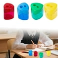 thumbnail image 1 of Covered Pencil Sharpener Compact Double Hole Handheld Sharpener for Household and Classroom Use Easy Grip Durable and Stainless Steel Construction Triangular Design, 1 of 6