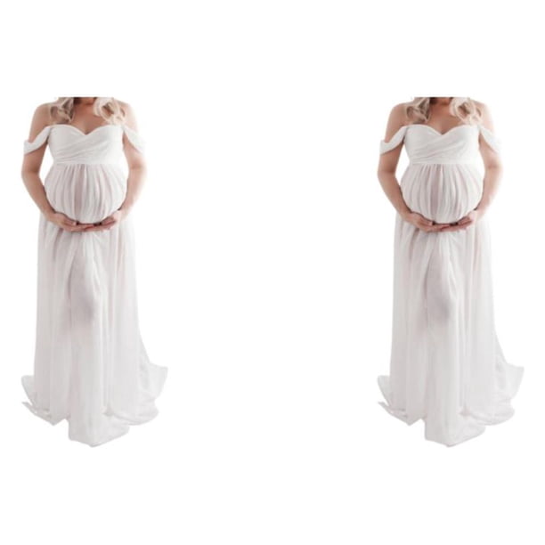 Vestido de fotografía de maternidad Sonducket Maxi largo Embarazada Blanco L