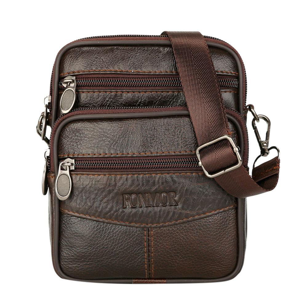 Men Genuine Leather Shoulder Waist Bags Fanny Belt Packs Casual Crossbody Bags 