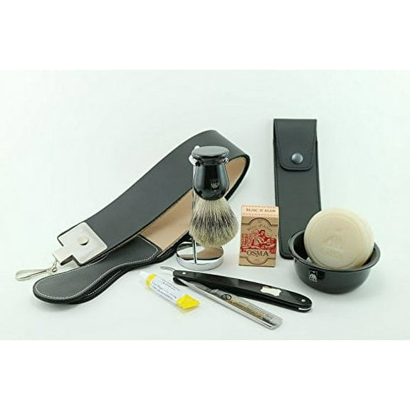 Deluxe All Wood Dovo Scales Straight Razor with Ultimate Gbs Shave Set -- Gre...