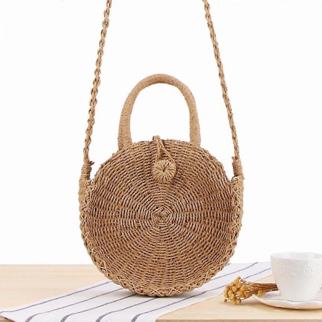 Bolso de playa, bandolera de paja tejida ligera, para teléfono, bolso de viaje para mujer y uso diario (multiopcional), marrón