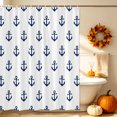 thumbnail image 3 of Navy Blue Anchor Shower Curtain, Waterproof Shower Curtains for Bathroom, Modern Minimalist Nautical Coastal Washable Fabric Bathtub Curtain Set Bath Decor with 12 Hooks Extra Long 72"x96", 3 of 8