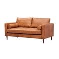 thumbnail image 2 of Crafters and Weavers Alamo Contemporary Italian Leather Loveseat in Light Brown, 2 of 8