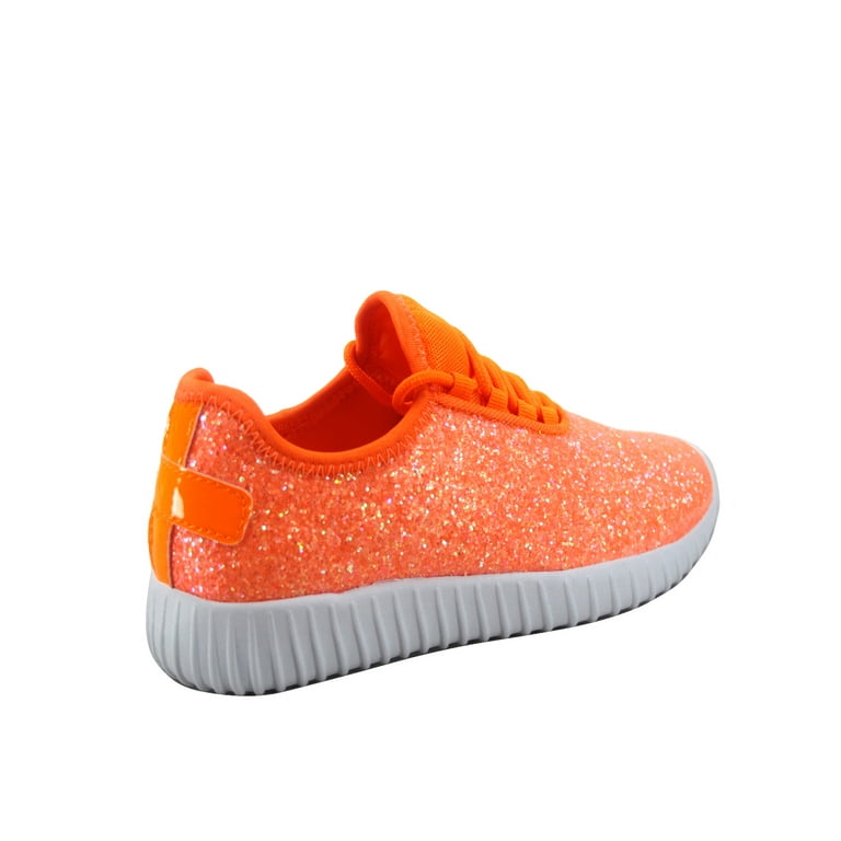 Orange Sparkle Lace Up Sneaker