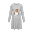 thumbnail image 5 of Stamzod Women's Long Sleeve House Dress Halloween Print Crewneck Sleep Shirt Plus Size Nightgowns for Women L, 5 of 6