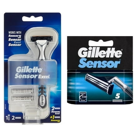 Gillette Sensor3 Razor Handle + Sensor Refill Blades, 5 Count