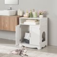 thumbnail image 3 of Unipaws Cat Litter Box Furniture, Wooden Cat Washroom Hidden Litter Box Enclosure with 2 Entrances, Cat House Storage Nightstand, 3 of 7