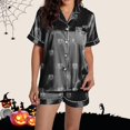 thumbnail image 4 of Halloween Pajamas Halloween Casual Soft Button Short Sleeve Pajamas for Women Set, 4 of 7