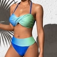 thumbnail image 5 of Sngxgn Women Two Piece Scoop Neck Bikini Crop Top High Cut Swimsuit High Waisted Bathing Suit(Sky Blue,XXL), 5 of 8