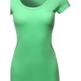 thumbnail image 4 of FashionOutfit Women's Solid Basic Cap Sleeves Scoop Neck Tee, 4 of 4