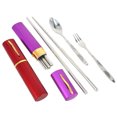 thumbnail image 2 of VALINK Portable Travel Tableware Set Stainless Steel Fork Spoons Folding Chopsticks With Container Case, 2 of 5