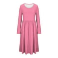 thumbnail image 5 of Enjoytime Womens Dresses Solid Color Round Neck Long Sleeve Dresses Spring Casual Flowy Vacation Midi Dress 2026, 5 of 5